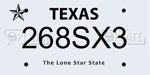 268SX3 Texas License Plate