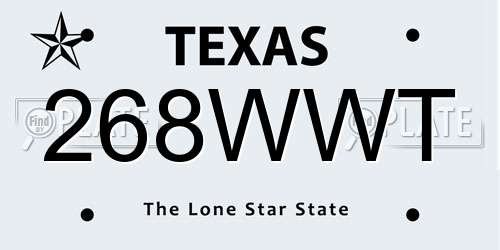 268WWT Texas License Plate