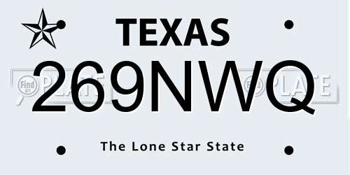 269NWQ Texas License Plate