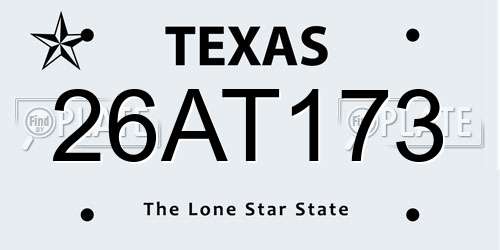 26AT173 Texas License Plate