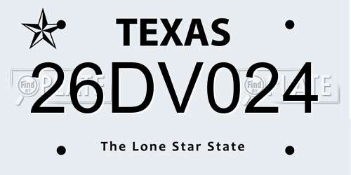 26DV024 Texas License Plate