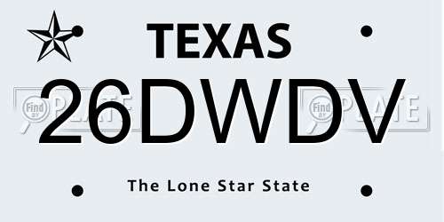 26DWDV Texas License Plate