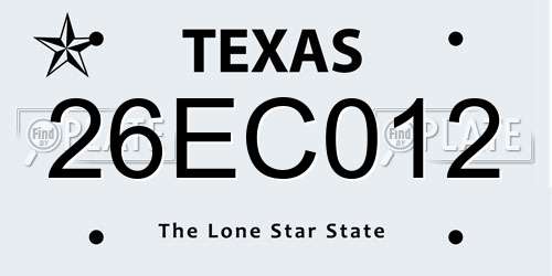 26EC012 Texas License Plate