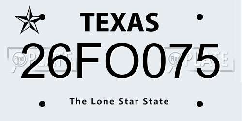 26FO075 Texas License Plate