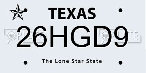 26HGD9 Texas License Plate