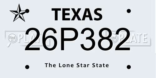26P382 Texas License Plate