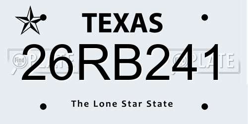 26RB241 Texas License Plate