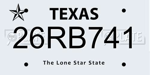 26RB741 Texas License Plate