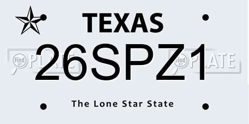 26SPZ1 Texas License Plate