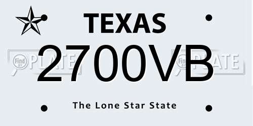 2700VB Texas License Plate