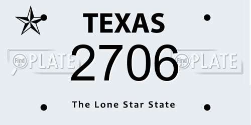 2706 Texas License Plate