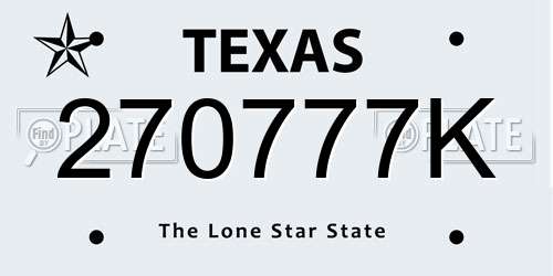 270777K Texas License Plate