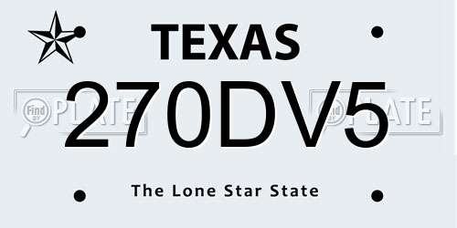 270DV5 Texas License Plate