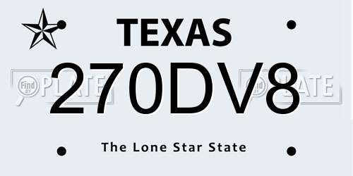 270DV8 Texas License Plate