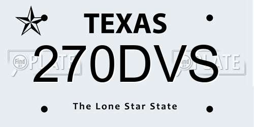 270DVS Texas License Plate