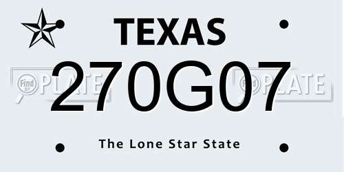 270G07 Texas License Plate