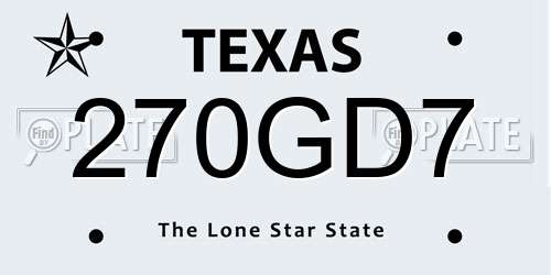 270GD7 Texas License Plate