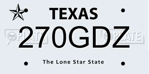 270GDZ Texas License Plate