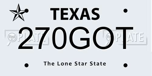 270GOT Texas License Plate