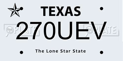 270UEV Texas License Plate
