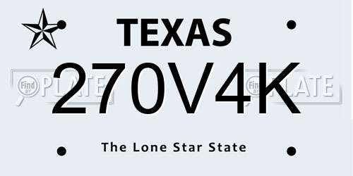 270V4K Texas License Plate
