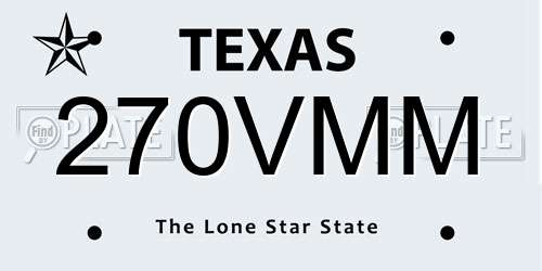 270VMM Texas License Plate