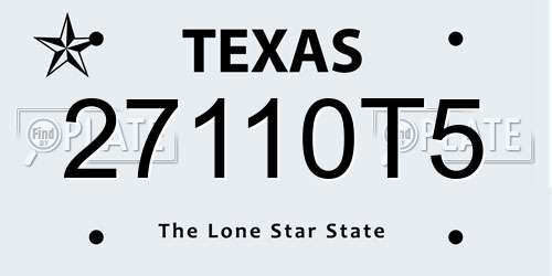 27110T5 Texas License Plate