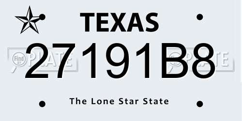 27191B8 Texas License Plate