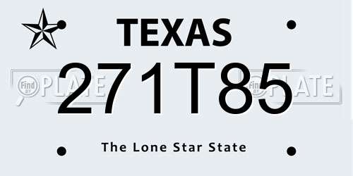271T85 Texas License Plate