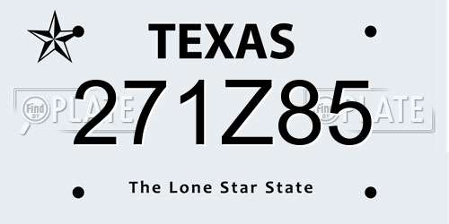 271Z85 Texas License Plate