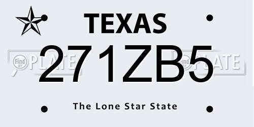 271ZB5 Texas License Plate