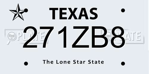 271ZB8 Texas License Plate