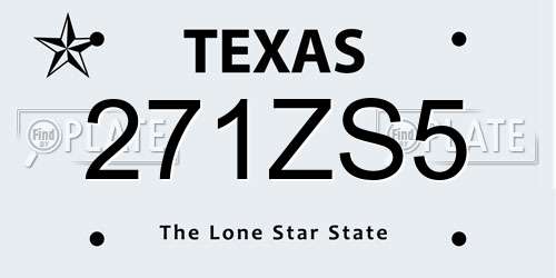 271ZS5 Texas License Plate