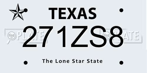 271ZS8 Texas License Plate