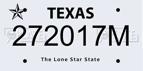 272017M Texas License Plate
