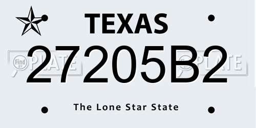 27205B2 Texas License Plate