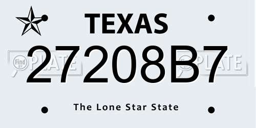 27208B7 Texas License Plate