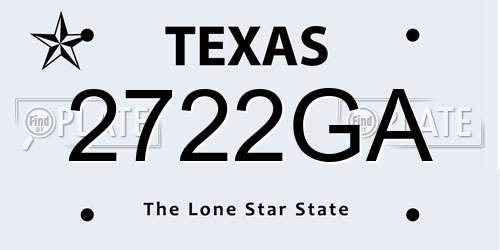 2722GA Texas License Plate