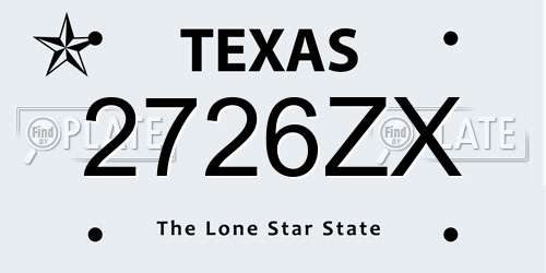 2726ZX Texas License Plate