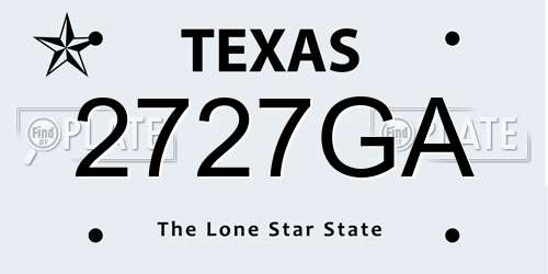 2727GA Texas License Plate