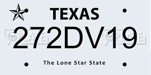 272DV19 Texas License Plate