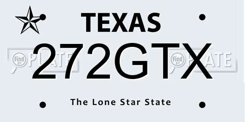 272GTX Texas License Plate