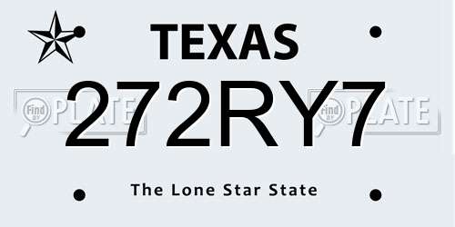 272RY7 Texas License Plate