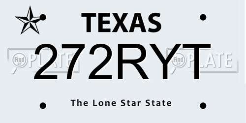 272RYT Texas License Plate