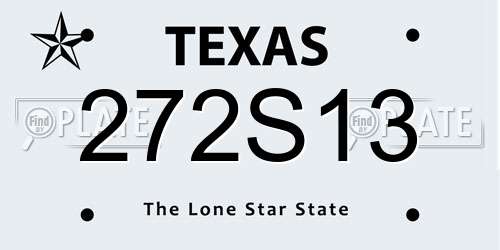 272S13 Texas License Plate