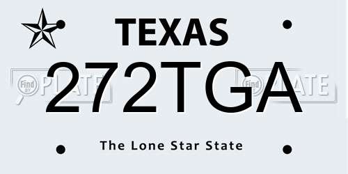 272TGA Texas License Plate