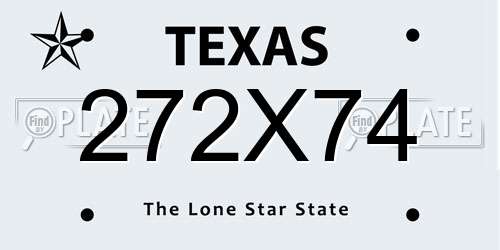 272X74 Texas License Plate