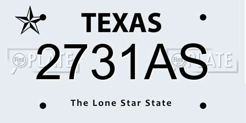 2731AS Texas License Plate