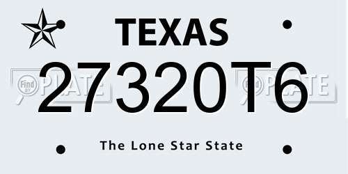 27320T6 Texas License Plate