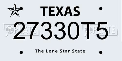 27330T5 Texas License Plate